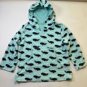 Pottery Barn Kids Whale Hoodie Pullover Terry Cloth Blue Youth Medium 7/8
